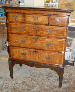 Walnut chest on stand - before