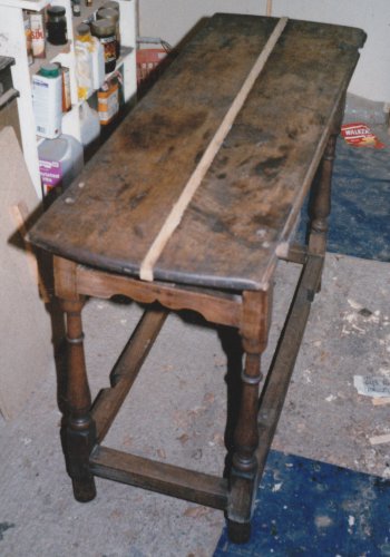 Oak Drop Leaf Table being restored