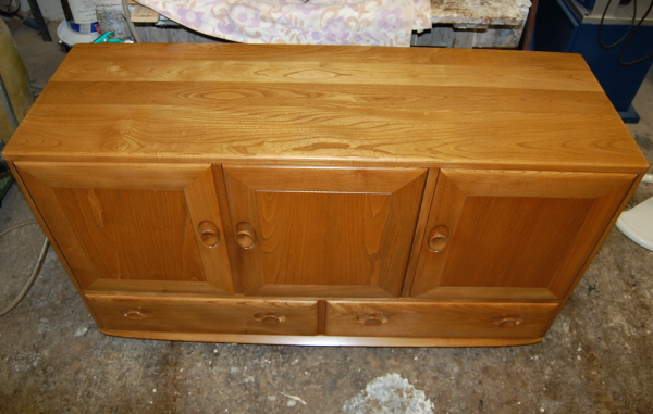 Top view of restored Ercol sideboard