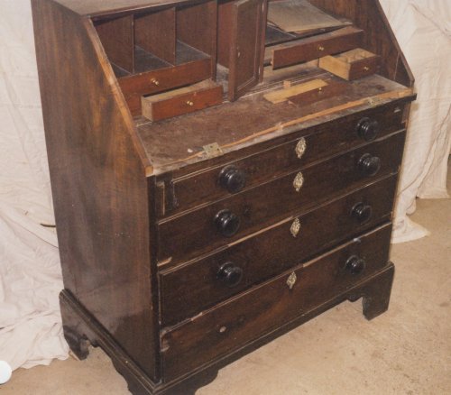 Georgina Mahogany Bureau in dilapidated state