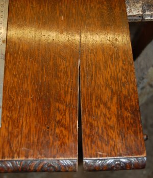 Split wood on table-top