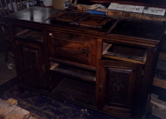 Art Nouveau  Walnut sideboard before restotation