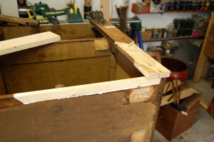 Walnut Chiffonier being repaired