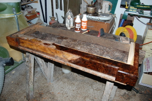 Walnut Chiffonier being repaired